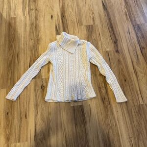 Wainscott Cable Knit Turtleneck Sweater 100% cotton